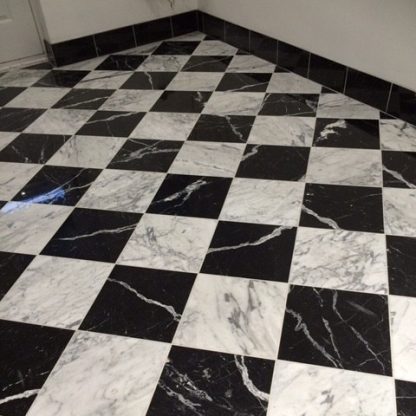 Nero Marquina & Calacatta Chequerboard Polished Marble Tiles - Image 2