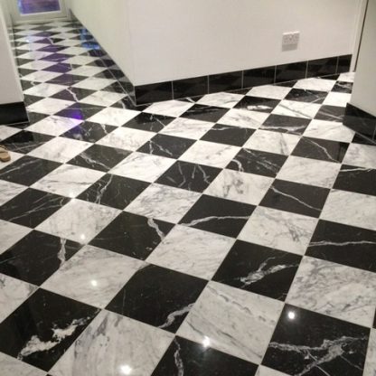 Nero Marquina & Calacatta Chequerboard Polished Marble Tiles - Image 3