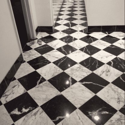 Nero Marquina & Calacatta Chequerboard Polished Marble Tiles