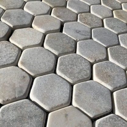 Calacatta Gold Tumbled Marble Hexagon MOSAICS - Image 2