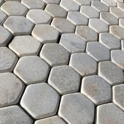 Calacatta Gold Tumbled Marble Hexagon MOSAICS - Image 3