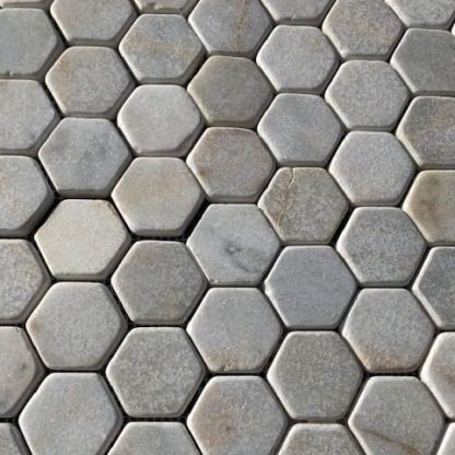 Calacatta Gold Tumbled Marble Hexagon MOSAICS - Image 4