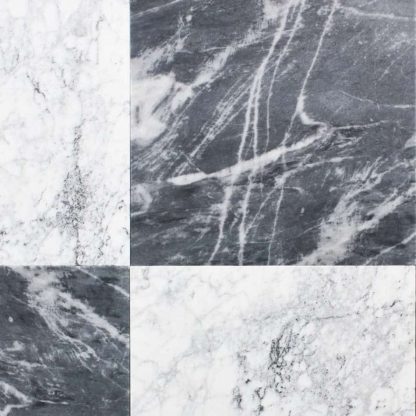 Bardiglio Nuvolato - Bianco Carrara Chequerboard Honed Marble Tiles - Image 2