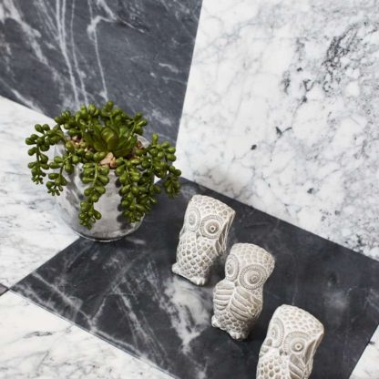 Bardiglio Nuvolato - Bianco Carrara Chequerboard Honed Marble Tiles - Image 4