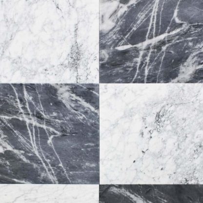Bardiglio Nuvolato - Bianco Carrara Chequerboard Honed Marble Tiles