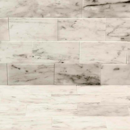 Bianco Carrara Honed Marble Metro Tiles