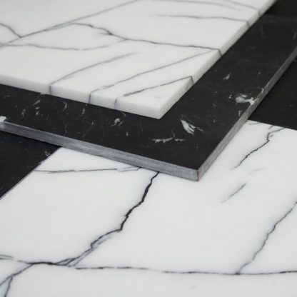 Calacatta Viola - Nero Marquina Chequerboard Honed Marble Tiles - Image 3