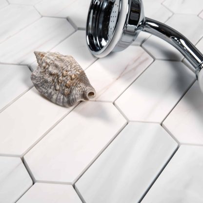 White Dolomite Polished Marble Mini Picket Mosaic Tiles - Image 2