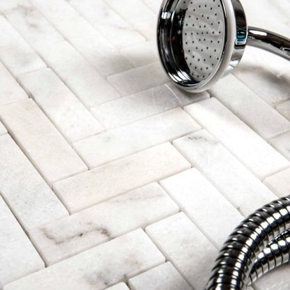 Calacatta White Polished Marble Herringbone MOSAICS - Image 2