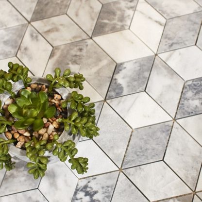 Bardiglio Nuvolato Polished 3D Grey Hexacube Marble MOSAIC - Image 6