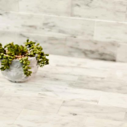 Bianco Carrara Honed Marble Metro Tiles - Image 2