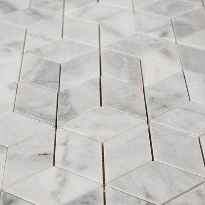 Calacatta Polished 3D White Hexacube Marble MOSAICS - Image 2