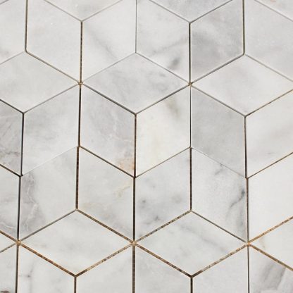 Calacatta Polished 3D White Hexacube Marble MOSAICS