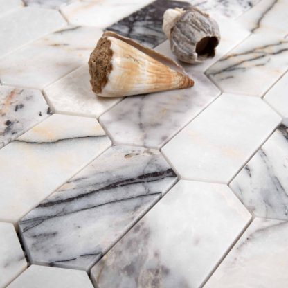Calacatta Lilac Polished Marble Mini Picket Mosaic Tiles - Image 2