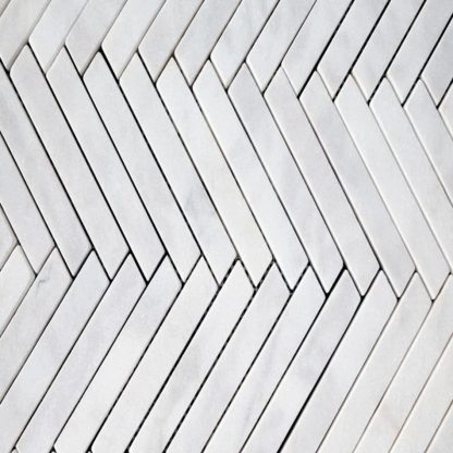 23x145x10 Calacatta White Polished Herringbone MOSAICS - Image 2