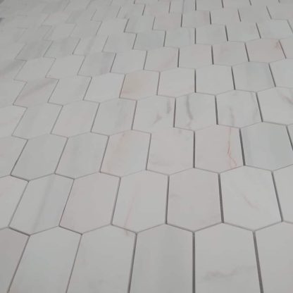 White Dolomite Honed Marble Mini Picket Mosaic Tiles - Image 2