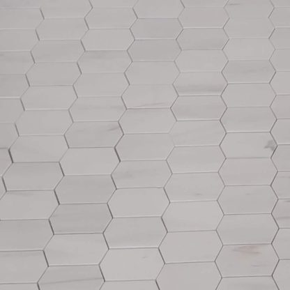 White Dolomite Honed Marble Mini Picket Mosaic Tiles