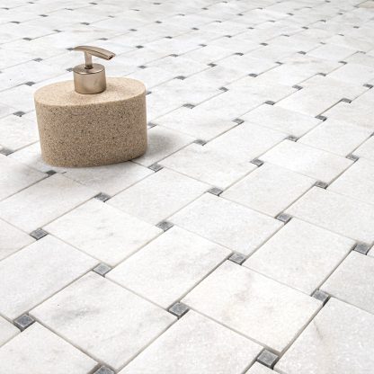 Calacatta White Polished Marble Large Basketweave MOSAIC Tiles - Image 2
