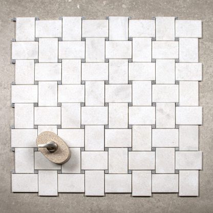 Calacatta White Polished Marble Large Basketweave MOSAIC Tiles