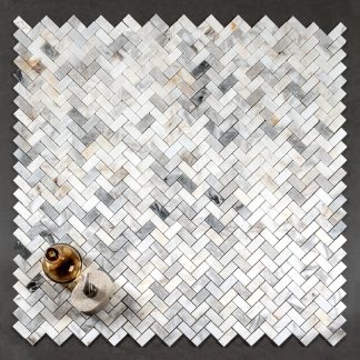 Calacatta Classico Polished Herringbone Mosaics
