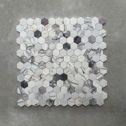 Calacatta Lilac Honed Marble Hexagon Mosaic