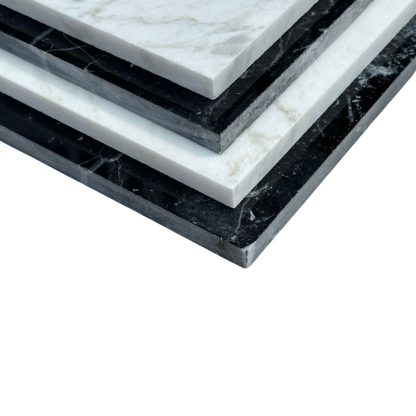 Black and White Honed Chequerboard Marble Tiles - Image 4